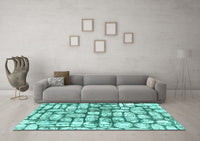 Machine Washable Abstract Turquoise Modern Rug, wshabs1333turq