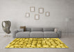 Machine Washable Abstract Yellow Modern Rug in a Living Room, wshabs1333yw