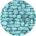 Round Machine Washable Abstract Light Blue Modern Rug, wshabs1333lblu