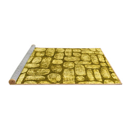 Sideview of Machine Washable Abstract Yellow Modern Rug, wshabs1333yw