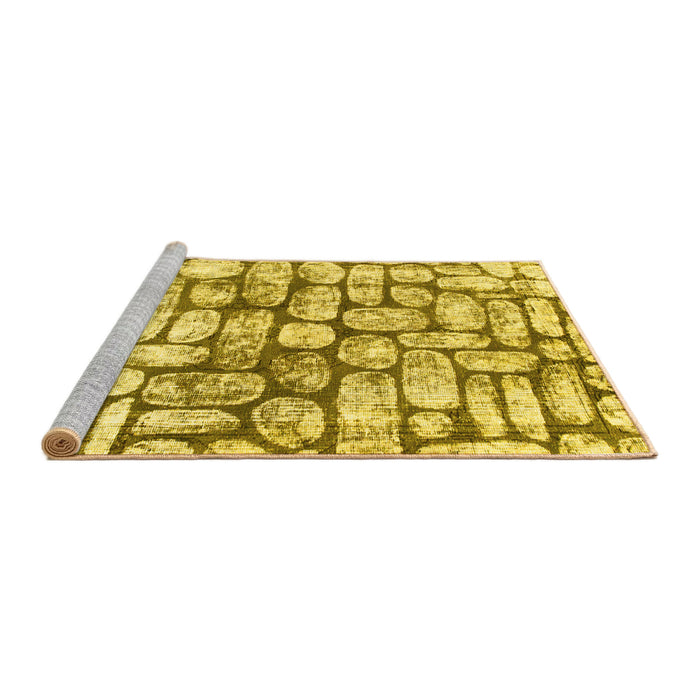 Sideview of Machine Washable Abstract Yellow Modern Rug, wshabs1333yw