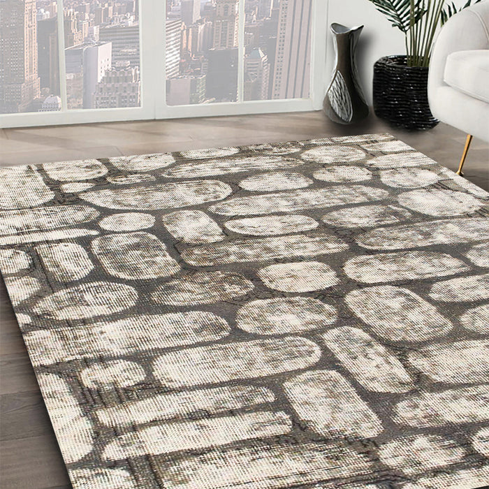 Machine Washable Abstract Sandstone Brown Rug in a Family Room, wshabs1333