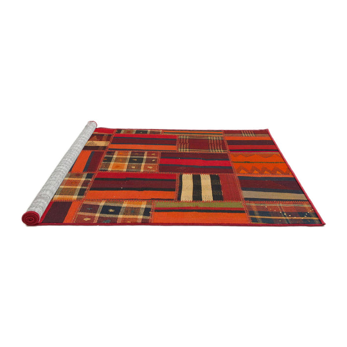 Sideview of Machine Washable Abstract Red Rug, wshabs1334