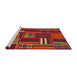 Sideview of Machine Washable Abstract Red Rug, wshabs1334