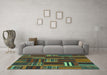 Machine Washable Southwestern Turquoise Country Area Rugs in a Living Room,, wshabs1334turq