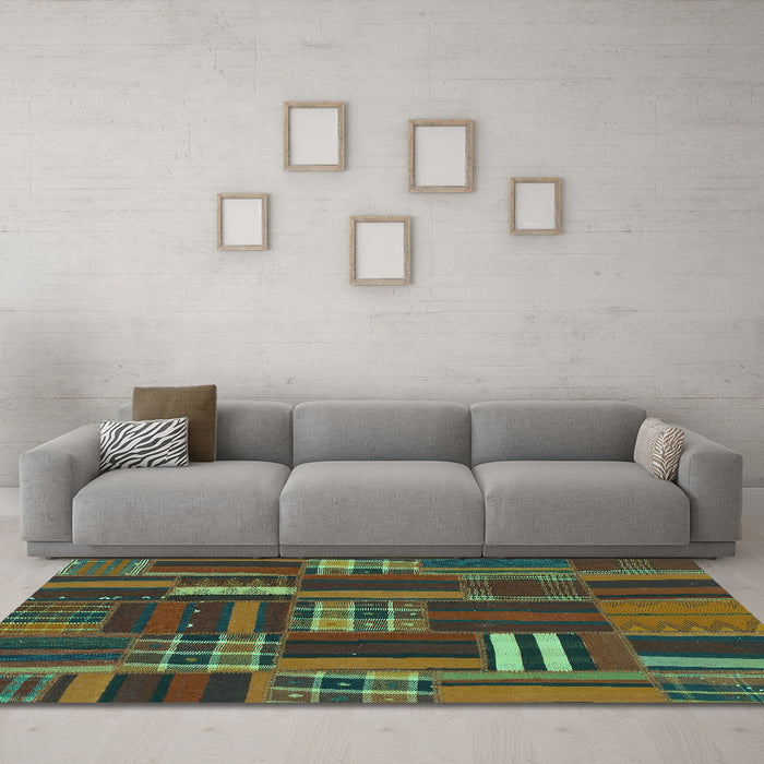 Machine Washable Southwestern Turquoise Country Area Rugs in a Living Room,, wshabs1334turq