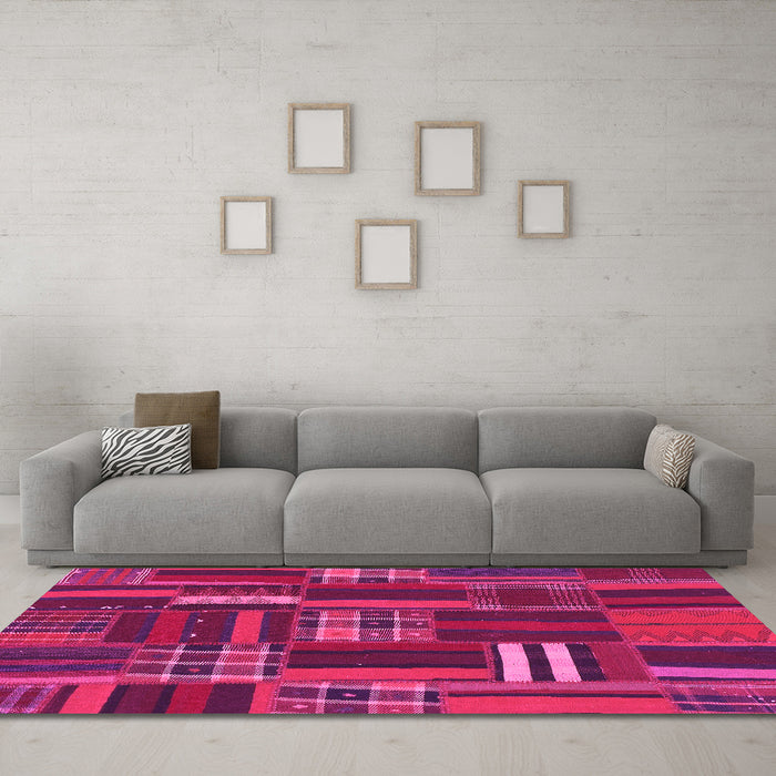 Machine Washable Southwestern Pink Country Rug in a Living Room, wshabs1334pnk