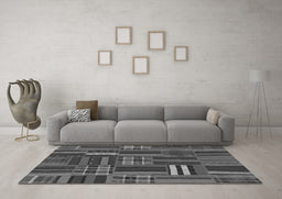 Machine Washable Southwestern Gray Country Rug in a Living Room,, wshabs1334gry