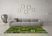 Machine Washable Southwestern Green Country Area Rugs in a Living Room,, wshabs1334grn