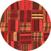 Round Southwestern Orange Country Rug, abs1334org