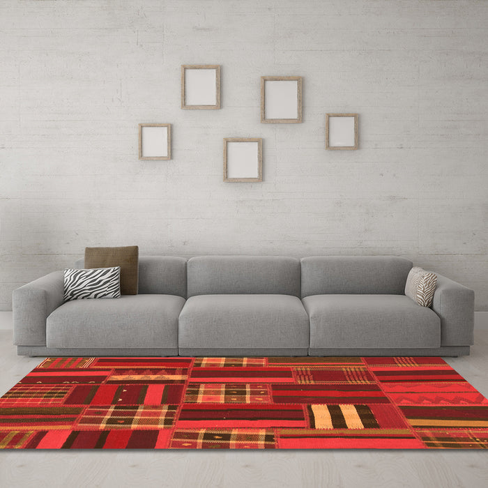 Machine Washable Southwestern Orange Country Area Rugs in a Living Room, wshabs1334org