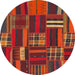 Round Machine Washable Abstract Red Rug, wshabs1334