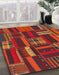 Machine Washable Abstract Red Rug in a Family Room, wshabs1334