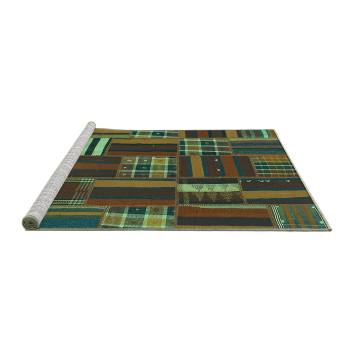 Sideview of Machine Washable Southwestern Turquoise Country Area Rugs, wshabs1334turq