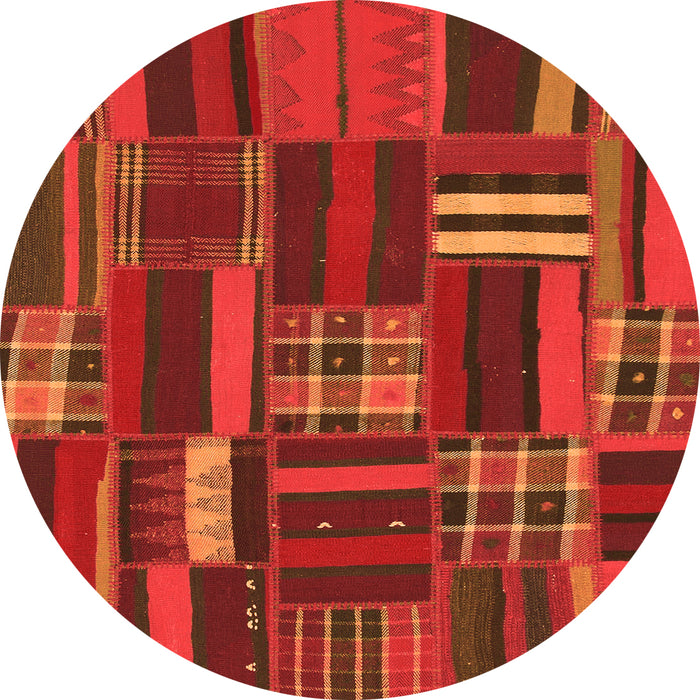 Round Machine Washable Southwestern Orange Country Area Rugs, wshabs1334org