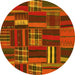 Round Southwestern Yellow Country Rug, abs1334yw