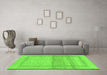 Machine Washable Abstract Green Modern Area Rugs in a Living Room,, wshabs1335grn