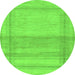 Round Machine Washable Abstract Green Modern Area Rugs, wshabs1335grn