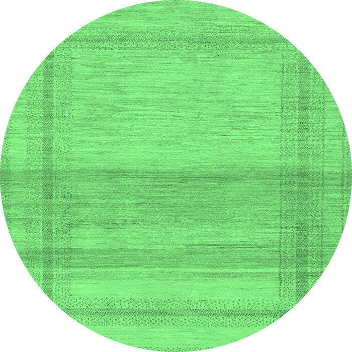 Round Machine Washable Abstract Emerald Green Modern Area Rugs, wshabs1335emgrn
