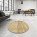 Round Abstract Metallic Gold Modern Rug in a Office, abs1335