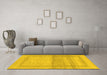 Machine Washable Abstract Yellow Modern Rug in a Living Room, wshabs1335yw