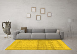 Machine Washable Abstract Yellow Modern Rug in a Living Room, wshabs1335yw