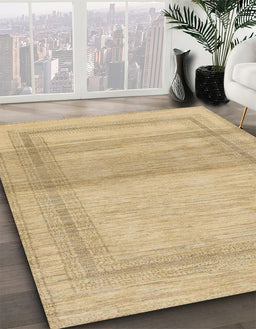 Machine Washable Abstract Metallic Gold Rug in a Family Room, wshabs1335