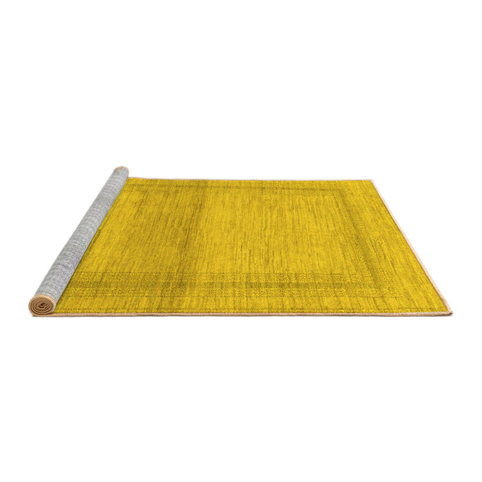 Sideview of Machine Washable Abstract Yellow Modern Rug, wshabs1335yw