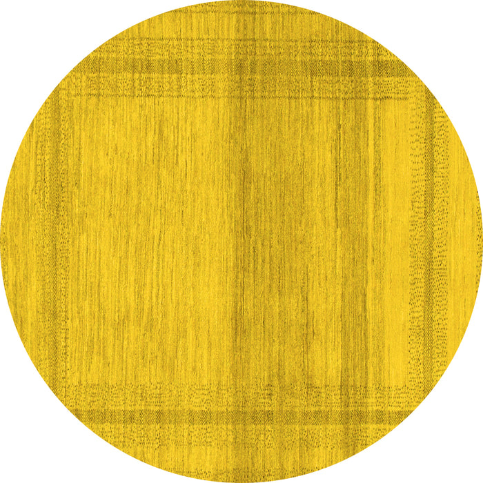 Round Abstract Yellow Modern Rug, abs1335yw