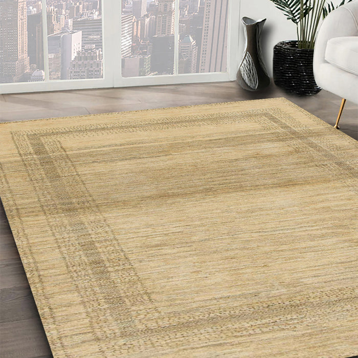 Abstract Metallic Gold Modern Rug in Family Room, abs1335