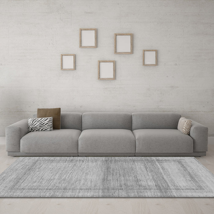 Machine Washable Abstract Gray Modern Rug in a Living Room,, wshabs1335gry