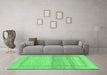 Machine Washable Abstract Emerald Green Modern Area Rugs in a Living Room,, wshabs1335emgrn