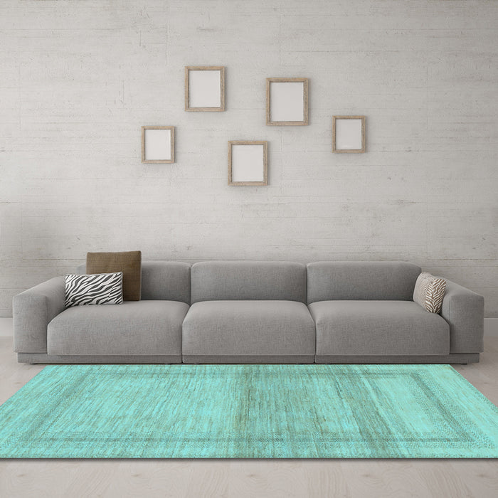 Machine Washable Abstract Light Blue Modern Rug in a Living Room, wshabs1335lblu