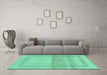 Machine Washable Abstract Turquoise Modern Area Rugs in a Living Room,, wshabs1335turq