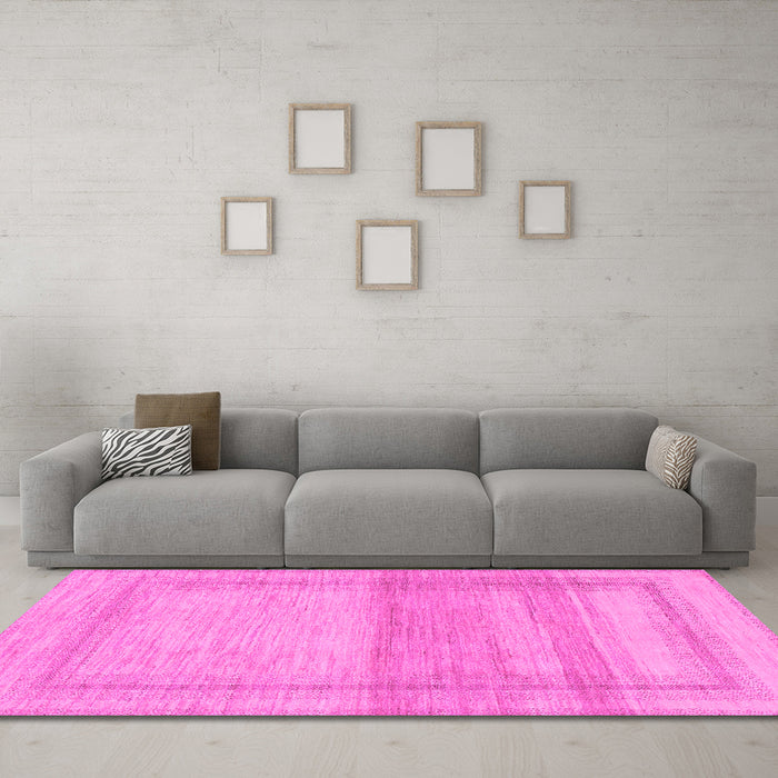 Machine Washable Abstract Pink Modern Rug in a Living Room, wshabs1335pnk