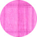 Round Machine Washable Abstract Pink Modern Rug, wshabs1335pnk