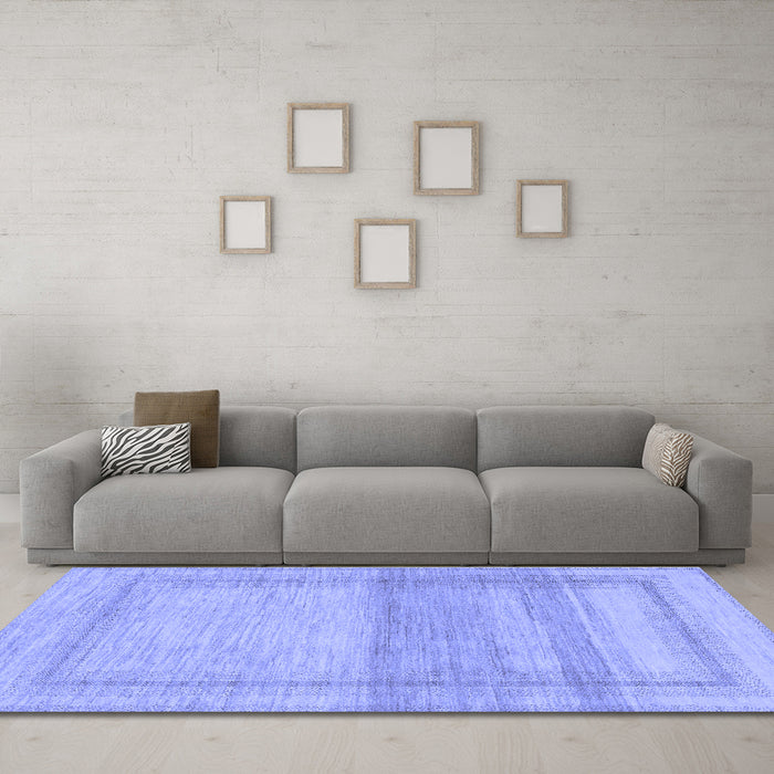 Machine Washable Abstract Blue Modern Rug in a Living Room, wshabs1335blu