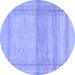 Round Abstract Blue Modern Rug, abs1335blu