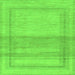 Square Machine Washable Abstract Green Modern Area Rugs, wshabs1335grn