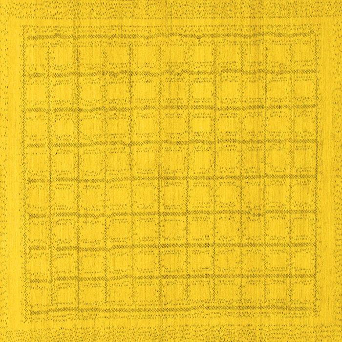 Square Machine Washable Solid Yellow Modern Rug, wshabs1336yw
