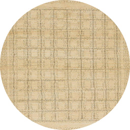 Round Abstract Yellow Solid Rug, abs1336