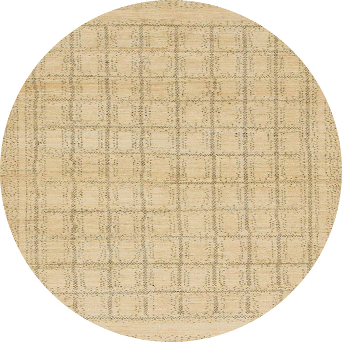 Round Abstract Yellow Solid Rug, abs1336