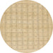 Round Abstract Yellow Solid Rug, abs1336