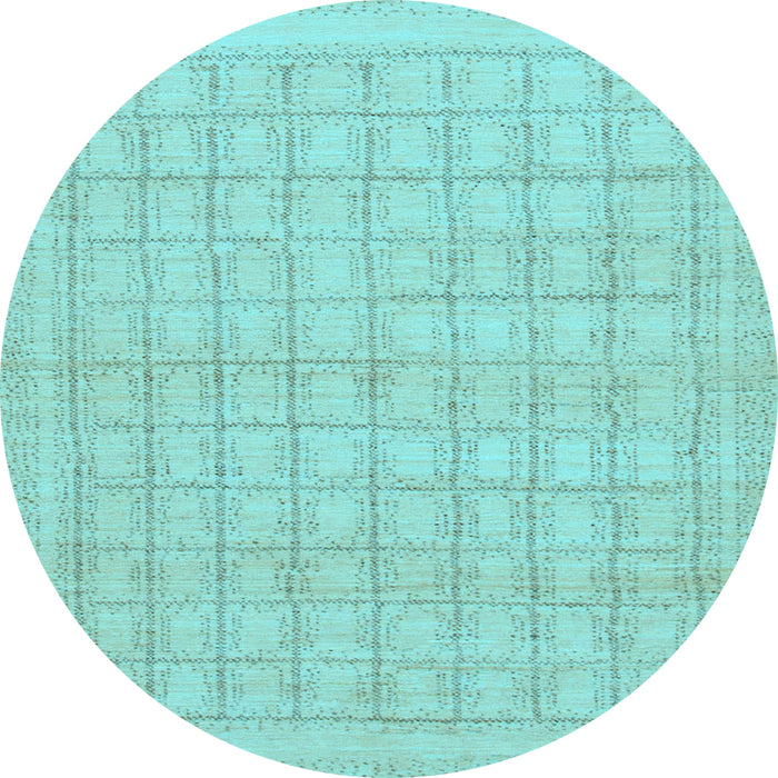 Round Machine Washable Solid Light Blue Modern Rug, wshabs1336lblu