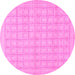 Round Machine Washable Solid Pink Modern Rug, wshabs1336pnk