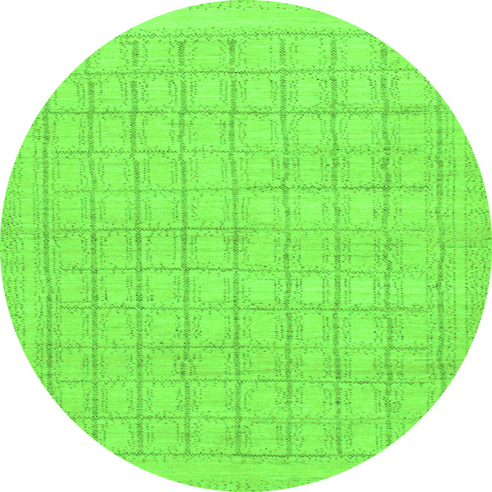 Round Machine Washable Solid Green Modern Area Rugs, wshabs1336grn