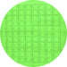 Round Machine Washable Solid Green Modern Area Rugs, wshabs1336grn