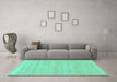 Machine Washable Solid Turquoise Modern Area Rugs in a Living Room,, wshabs1336turq