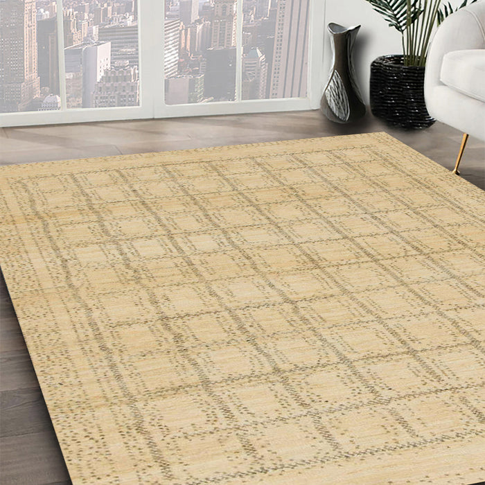 Machine Washable Abstract Yellow Rug in a Family Room, wshabs1336