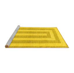 Sideview of Machine Washable Solid Yellow Modern Rug, wshabs1337yw